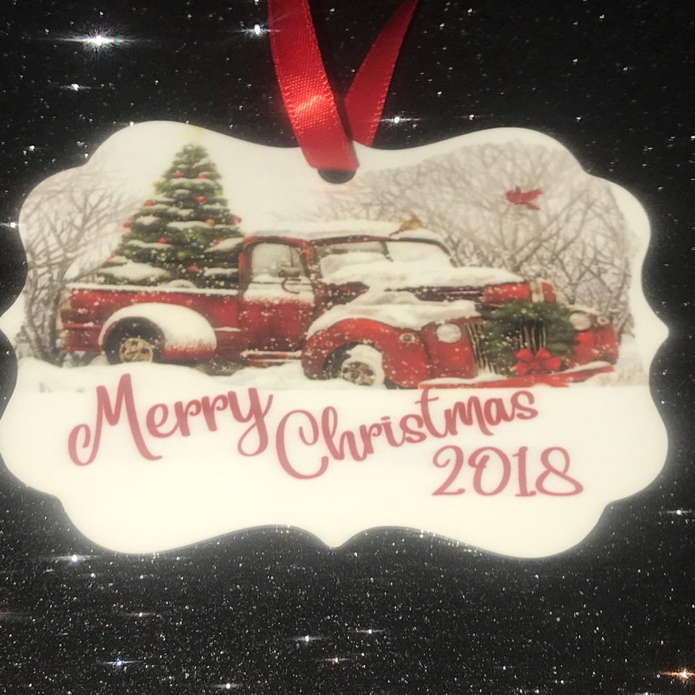 Vintage Red truck ornament 2018